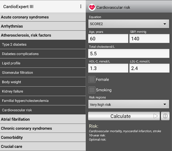 CardioExpert program. SCORE2 score.